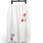 Play Alegre Maxi Skirt size L White Hand Painted Art To Wear Lagenlook Elastic