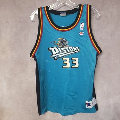 Camiseta deportiva vintage de los 90 Champion Detroit Pistons Grant Hill 33 Teal Horse juvenil XL Foto 1 de 4