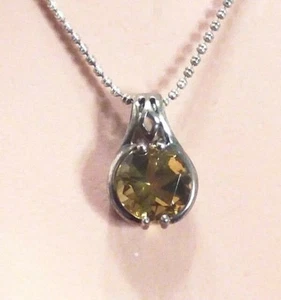 Sterling Silver Round Gemstone Pendant Necklace 18" - Picture 1 of 4