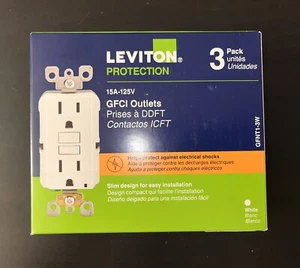3-Pack Leviton Duplex Receptacle GFCI Outlets 15amp 125V GFNT1-3W NEW - Picture 1 of 3