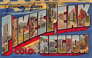 Pikes Peak Region Colorado Greetings From Large Letter Linen 8A-H3252 Postcard - Picture 1 of 2