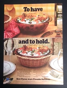 1979 Corning Pyrex Fireside Naturals Basket Dish Vintage Magazine Cut Print Ad - Picture 1 of 4