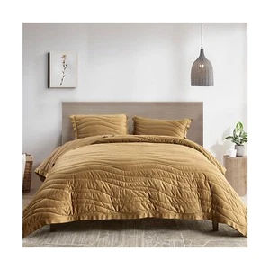 DDUOXIN Velvet King Quilt Set, 3 Pieces Caramel Vintage Bedding Set, Layers F... - Picture 1 of 6