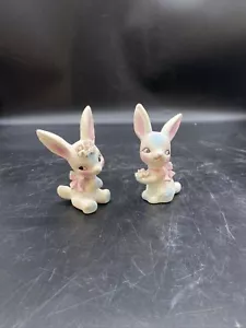 VTG Lefton Japan porcelain rabbits bunny love Mr. & Mrs. Dainty figurines - Picture 1 of 9
