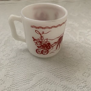 Hazel Atlas Childs Cup 50-60s White With Red Clown’s - Picture 1 of 3