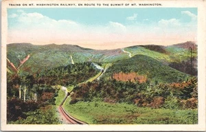 POSTCARD-TRAINS ON MT. WASHINGTON RAILWAY TO SUMMIT OF MT. WASHINGTON N. H. - Picture 1 of 2
