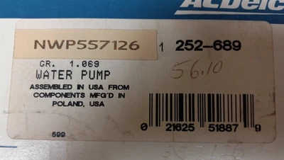 New ACDelco Engine Water Pump 252-689 - Image 1 of 4