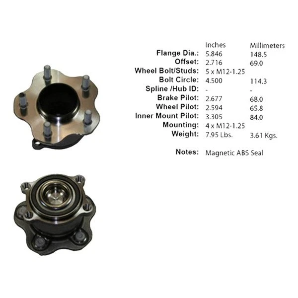 For Nissan Altima 07-18 Wheel Bearing and Hub Assembly C-Tek Rear Passenger Side - Image 1 of 1