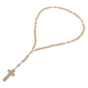 Wooden Cross Pendant Man Necklace Beads Necklaces for Women Spiritual Prayer - Bild 1 von 12
