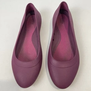 Crocs Lina Ballet Flats Womens Comfort Shoes Size 11 Plum Colour EUC - Picture 1 of 7