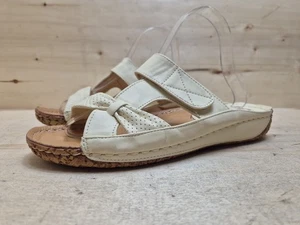 SANDALIAS MUJER COCA SANDALIAS DE VELCRO SANDALIAS DE CORCHO SANDALIAS TALLA:41 UK:7.5 BLANCO CREMA - Imagen 1 de 7