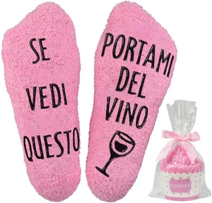 Regalo Donna Compleann Calze Donna Calzini Divertenti Invernali Regalo Vino/Caff - Foto 1 di 12