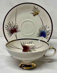 Vtg. Winterling Bavaria Tea Cup/Saucer Set Rare Atomic Style Floral - Picture 1 of 9