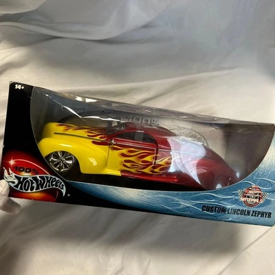 Hot Wheels 1/18 Custom 2002 Lincoln Zephyr Diecast Flame Paint Raro Nuovo - Immagine 1 di 4