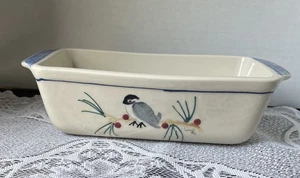 Vintage Hartstone USA Loaf Pan Chickadee and Pine - Picture 1 of 10