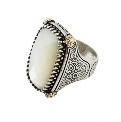 Konstantino 18k gold faceted mother of pearl and sterling silver ring - Image 1 of 4