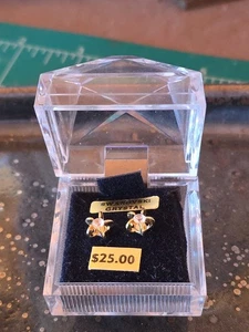 Pendientes oreja perforada cristal Swarovski nuevos en caja vintage - Imagen 1 de 4