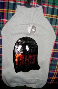 Halloween XL Dog Ghost Treat Sweater Back Length 19"- 21" Lick Treat - Picture 1 of 4