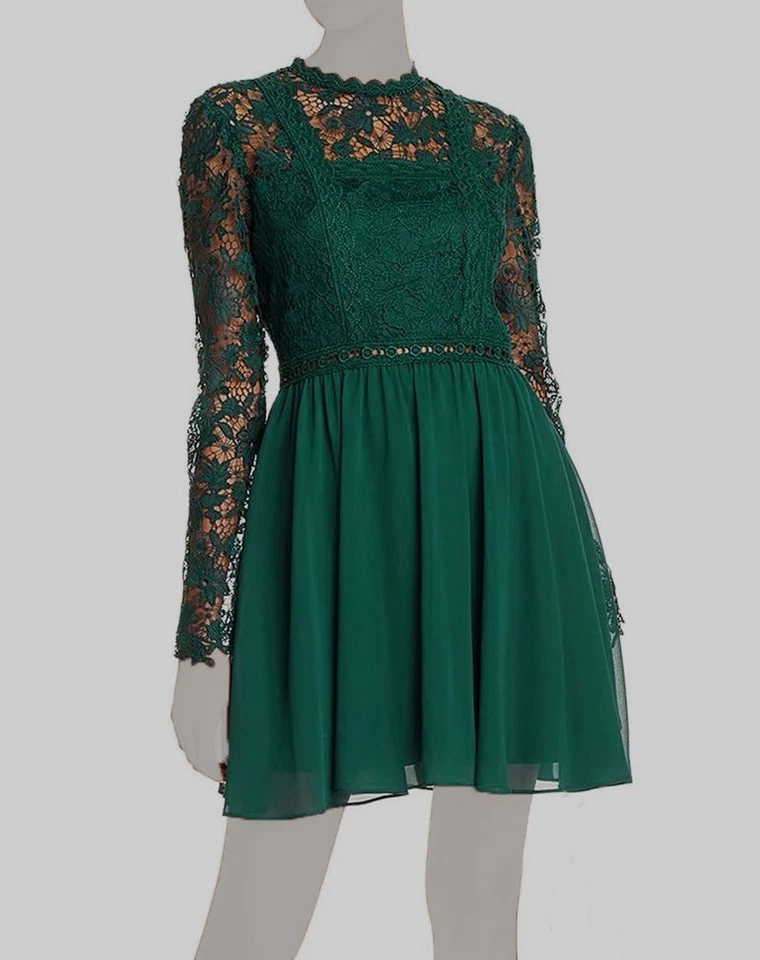 Aqua Womens Green Lace Mini Party Cocktail Dress XS BHFO 2501