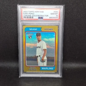 2023 Topps Heritage Chrome Eury Perez Gold Refractor #/5 PSA 10 POP 1 Marlins - Picture 1 of 2