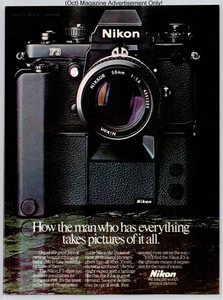 Nikon F3 fotocamera professionale obiettivo Nikkor fotografia vintage 1981 pubblicità - Foto 1 di 5
