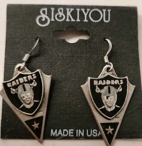Pendientes colgantes de alambre perforado de las Vegas Raiders peltre fútbol americano NFL nuevos - Imagen 1 de 2