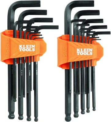 Klein Tools BLS22 22-Piece Long Ball-End Hex Key Wrench Set, SAE and Metric, Hea - Image 1 of 4