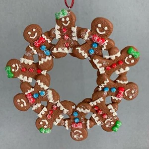 Gingerbread Wreath Ornament Christmas Bauble Multicolor Holiday - Picture 1 of 9