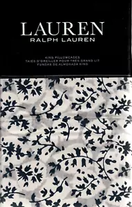 Ralph Lauren 2 KING Pillowcases Eva Leaf Grey Modern Black Cream Floral Cottage - Bild 1 von 5