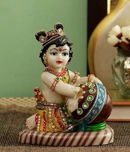 Lord Krishna Makhan Chor Idol Statue Figurine Showpiece (19 x 15 x 9 cm) - Picture 1 of 7