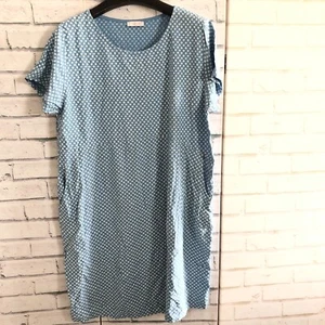 Vestido The Lino Lounge Hecho en Italia Azul Estampado Floral Talla Libre - Imagen 1 de 3