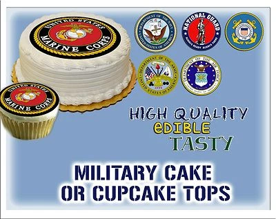 FROSTING SHEETS - ICING IMAGE BRAND Military Cake topper Edible picture sugar navy army marine corps air force paper