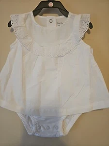 Carter's Child of Mine Baby Girl Dress One Piece Size 6-9 Months White - Picture 1 of 9