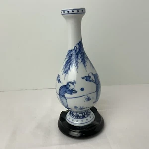 Jarrón chino azul blanco Changchua Nian Zhi período marca Guangxi 1875-1908 - Imagen 1 de 11