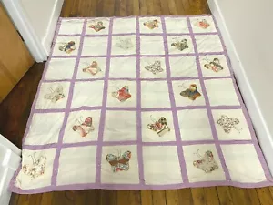 Vintage Quilt w/ Butterflies ~ Hand Stitched, Different Butterflies, 74" x 70" - Picture 1 of 12
