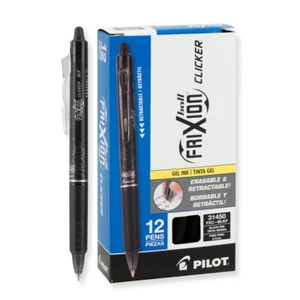 31474 Pilot FriXion Clicker RT Erasable Gel Pen, Fine 0.7mm, Black, Pack of 12 - Picture 1 of 2