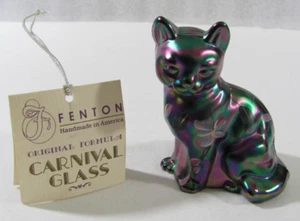 Vintage Original Formula Carnival Glass Fenton Hand Painted Cat #5165 in EC - Picture 1 of 14