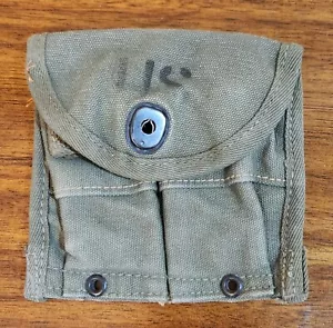 WW2 ORIGINAL M1 CARBINE Ammo Magazine BELT POUCH US ARMY WWII Dated 1945 - Picture 1 of 3