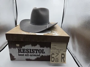 Resistol Self Conforming 4X Size 6 7/8 Tycoon Granite Grey W/ Orig Box - Picture 1 of 23