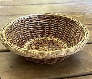 "Cesta de almacenamiento de mimbre tejida redonda vintage decoración rústica rural 10""" - Imagen 1 de 6