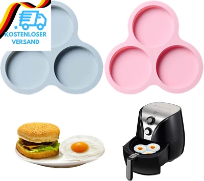 Les-Theresa 2 Stück Heißluftfritteuse Eierpfanne, 3 Kavitäten Form Spiegelei Hei - Bild 1 von 4