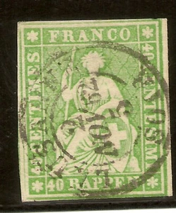 SUIZA YVERT 30 (º) 40 Rp. Verde 1854/1862 NL1009 - Picture 1 of 2