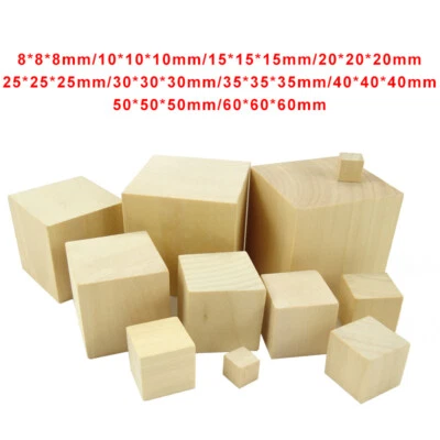 Kiefer Holz Quadratischer Block Bauklötze Würfel Modell Bastel DIY 8mm/10mm~60mm - Bild 1 von 4