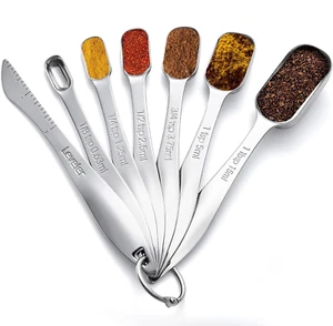 Hushnow Stainless Steel Measuring Spoons Set of 7 with Leveler, Rectangular M... - Picture 1 of 12