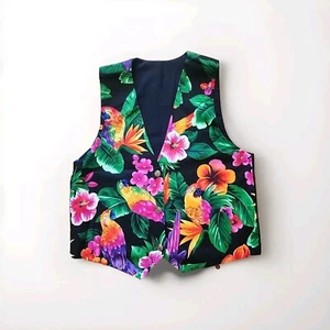 Caribbean Hawaiian Tropical Floral Parrot Macaw Plumeria Handmade M/L Chest 40" - Picture 1 of 9