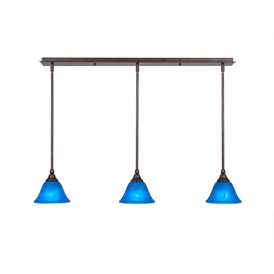 Toltec 3 Light Mini Pendant, Bronze, 7" Blue Italian - 36-BRZ-4155 - Image 1 of 1