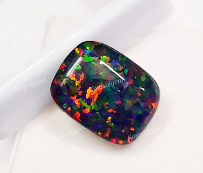13.60 Ct Ethiopian Black Fire Opal Doublet Cushion Shape Loose Gemstone - Image 1 of 4