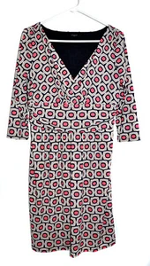 ANN TAYLOR Dress Size 8 MULTICOLOR LONG SLEEVE Pull Over Faux Wrap Midi Dress - Picture 1 of 4