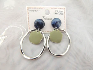 New Titanium Post Piercing Earrings Silver Khaki Blue navy - Picture 1 of 2