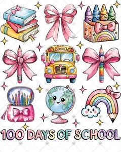 Sublimation Print 100 Days of School Ready to Press Heat Transfer - Picture 1 of 1